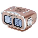 Large Display LCD AM/FM Retro Clock Radio USB Bluetooth Aux-in Bedroom Kitchen Counter Small Footprint SB3500 (Rose Gold)