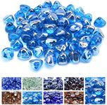 GasSaf 20-Pound 1 inch Diamonds Fire Glass for Gas or Propane Fire Pit Fireplace & Landscaping (Caribbean Blue Luster)