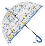 CHAATEWALA Blue Frill Transport Theme Umbrella for Kids, Transport Car Umbrella Construction Theme Umbrella, Cartoon Umbrella, Dome Umbrella, PVC Umbrella for Rain