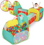 Children’s 5pc Pop Up Play Tent with Ball Pit & Crawl Tunnel – Pretend Playhouse for Kids, Toddlers, Boys, Girls, Indoors & Outdoors – Target Game with 4 Dart Balls – with Carry Case