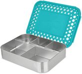 Lunchbots Bento Cinco Stainless Steel Large Food Container, 5 Sections, Adults and Children, Aqua