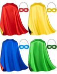 4 Sets Kids Superhero Capes and Masks - Super Hero Cape for Halloween, Boys Girls Christmas, Birthday Parties (4 Sets)