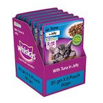 Whiskas Kitten (2-12 Months) Wet Cat Food, Tuna in Jelly Flavour, Pack of 6 x 85 g Pouches