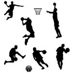 SUPERDANT Basketball Dunk Wall Decal 6 Man Playing Basketball Wall Stickers Removable PVC Wall Art for Basketball Fan Boy Room Decoration Basketball Room 40x98cm