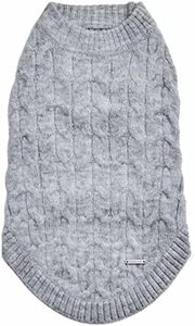 Blueberry Pet Classic Fuzzy Textured Knit Pullover Crew-Neck Dog Sweater in Heather Grey, Back Length 18", Pack of 1 Clothes for Dogs