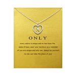 ZYAWP Heart Initial Necklace for Women Personalised Silver Necklace Letter A Name Pendant a Necklaces CZ Jewelry Message Card Gifts for Girls