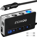 OOWOLF Cigarette Lighter Adapter Quick Charge 3.0 180W 12V/24V 3-Socket Splitter 4 USB Ports Car Power Adapter for GPS, Dash Cam, Sat Nav, Phone, iPad, Tablet, etc