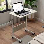 sogesfurniture Mobile Side Table 23.6 Inches Portable Laptop Computer Stand Desk for Bed Sofa,White Maple BHCA-05#1-60MP