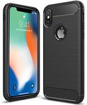 iPhone 10 X XS Case - iPhone X A1901 A1865 A2097 Black Ultra Slim Carbon Fibre Shockproof Bumper Case Cover For iPhone X 10