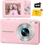 Digital Camera, FHD 1080P Digital Camera for Kids with 32GB SD Card Compact Point and Shoot Camera 16X Zoom Anti Shake Portable Cameras Small Camera for Teens Boys Girls Seniors with Best Wishes Card