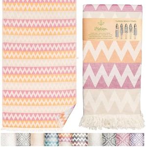 Mebien touche de la nature Turkish Towels Beach Towels Oversized (35”x67”) Beach Towels for Adults Quick Dry and Sand Free Beach Towel Beach Blanket 100% Cotton Turkish Towel - Zig Zag Orange