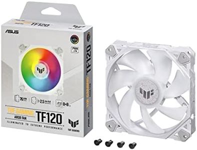 ASUS TUF Gaming TF120 ARGB White Edition Chassis Fan 3-Pin Customizable LEDs Blade, Advanced Fluid Dynamic Bearing,120mm PWM Control, Anti-Vibration Pads, Double-Layer LED Array for Computer Case