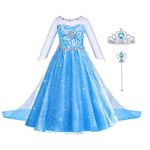 ACWOO Costumes for Girls, Princess Dress with Princess Crown Magic Wand Accessories, Princess Dress Up Deluxe Shining Girls Fancy Dress for Party, Cosplay, Halloween, Pageant