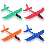 Ceqiny 4 Pack Airplane Toys, Foam Glider Plane, Large Airplane Model, Manual Throwing Aeroplane Toys, Flying Gliders Toys for Kids Fun Challenging, Outdoor Sport Game, Birthday Gifts