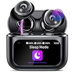 Wireless Earbuds with Smart Touch Screen, 2026 Mini Sleep Earbuds Bluetooth 5.4 Headphone In Ear with Noise Cancelling Mic, 48H Playtime Hi-Fi Stereo Sound, 5 EQ Modes/IP7 Waterproof Ear Buds Black