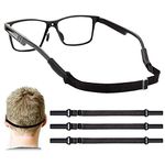 HASTHIP® 3Pcs Adjustable Glasses Straps No Tail Eyewear Retainer Anti-Slip Elastic Eyeglasses Strap Holder Sunglasses Straps for Adults Men Women (Black)