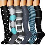CHARMKING Compression Socks for Women & Men Circulation 6 Pairs 15-20 mmHg is BEST Graduated for Nurse, Support, Athletics, Cycling, Running, Flight Travel, Pregnancy Boost Performance (Multi 01,L/XL)