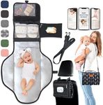 Pillani Portable Changing Pad - Travel Diaper Changing Mat, Waterproof, Foldable & Detachable Station with Baby Wipes Pockets