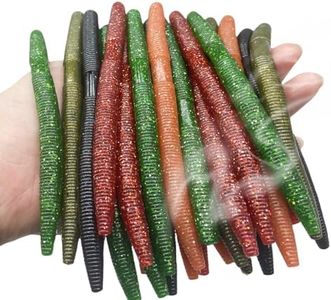 DAMIDEL 30 Pcs 5.5" /0.35oz,4"/0.2oz Senko Wacky Worms Soft Fishing Lures，Classics/Soft,5 Colors Mixed Kit Plastic Worm Stick Baits for Bass Freshwater Saltwater Fishing (Worm-14cm)