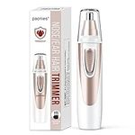 Ear and Nose Hair Trimmer Clipper, 2023 Professional Painless Eyebrow & Facial Hair Trimmer for Men Women, Battery-Operated Trimmer with IPX7 Waterproof, Dual Edge Blades for Easy Cleansing, Pink