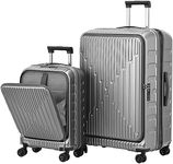 Kaleenie 2 Pieces 19/29 Luggage Sets, 19 Inch Carry On Luggage with Front Pocket & 29 Inch Side Opening Suitcase, Ligthweight ABS+PC Hardshell, Gray