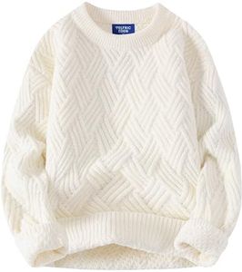 Aelfric Eden Vintage Oversized Sweaters Crewneck Knit Pullover Baggy Loose Casual Cable Sweater 2025 Fall Clothes White Medium