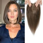 Human Hair Toppers for Women Crown Topper Hair Extensions Hair Toppers for Thinning Hair Slight Hair Loss Cover Gray Hair Swiss Bace Hair Topper no Bangs Medium Aubrun Brown (10inch,6#)