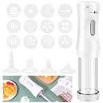 Abizarch Electric Cookie Press DIY Cookies Maker Set with 12 Cookie Discs and 4 Icing Nozzles Electric Cookie Press Decorating Kit Detachable Cookie Maker Machine Electric Cookie Decorating Tool for B