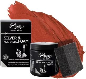 Hagerty Silver & Multimetal Foam Espuma limpiadora de plata 185g I Eficaz mousse para protección de metal plateado estaño acero cromo I Limpia plata renovadora de brillo I Esponja incluida
