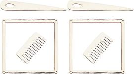 OLYCRAFT 2 Sets Wooden Weaving Looms Kit Wooden Mini Weaving Looms Square Weaving Looms Kit with Weaving Pin and Comb Knitting Looms for DIY Art Crafts Knitting Beginners Weaving Lovers