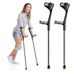 RUN.SE RUN.SE Forearm Crutches,Adjustable Crutches for Adults,Lightweight Crutches with Cuffs,Foldable Crutches,Rubber Handles,Non-Slip,Suitable for Adults with Leg Injury,(x2 Unit)