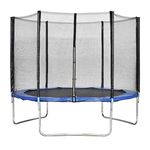 Toy Park Fitness TUV Approved Jumping Trampoline (Supports Upto 150 Kgs) with Enclosure Net Poles Safety Pad for Kids and Adults |Indoor & Outdoor| 6feet 198cm (Blue)