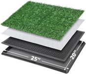 Dog Grass Pet Loo Indoor/Outdoor Portable Potty, Dog Litter Box, Artificial Grass Patch Bathroom Mat and Washable Pee Pad for Puppy Training, Full System with Trays (Pet Training Tray, 20"x25")