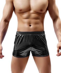 Arjen Kroos Men's Sexy Metallic Shiny Shorts Sparkly Rave Hot Short Pants with Pockets,BLACK-AK2126,XX-Large