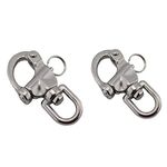 NRC&XRC Pair 2-3/4IN(70mm) Jaw Swivel Eye Snap Shackle Quick Release Bail Rigging Sailing Boat Marine Stainless Steel Clip Pair