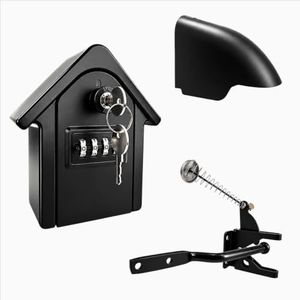 Keyless Heavy Duty Gate Latch, Two-Way Passage Steel Lock Fits Wood Fence & PVC Gate, All Weather Outdoor Rustproof Security Latch