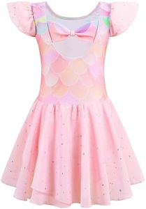Mecceos Ballet Leotards with Skirt for Toddler Girls Dance Colorful Ballerina Dresses Outfits (Ballet Pink, 6-8 Years, MEAM-206)