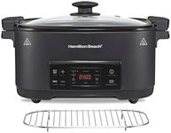 Hamilton Beach 6 Quart 9-in-1 Programmable Slow Cooker with Sear, Browning, Rice, Steam, Sauté, Roast Delay Start & Keep Warm Functions, Nonstick PFAS-Free Dishwasher Safe Crock, Black (33604)