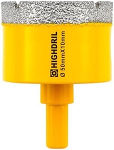 Dry Diamond Core Drill Bit,HIGHDRIL Diameter 50mm 2" with Triangle Shank Vacuum Brazed Hole Saw for Concrete Granite Marble Glass Porcelain Tile Masonry Brick