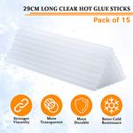 Made in The UK Extra Long 12mm hot melt Clear Glue Sticks for Glue Gun 29cm Long - Versatile Hot Melt Adhesive for Arts & Crafts, Product Assembly, and More(15 Sticks)