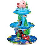 Under The Sea Cupcake Stand 3 Tier Ocean Party Cupcake Holder Under The Sea First Birthday Decorations for Boy Sea Creature Baby Shower Party Shark Party Mermaid Party Supplies