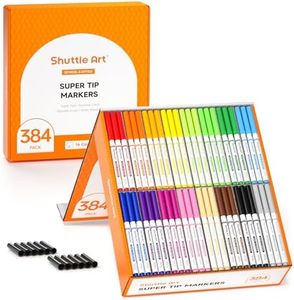 Shuttle Art 384 Pack Washable Super Tips Markers, 16 Assorted Colors Conical Tip Large Markers Bulk with a Box, Bonus Caps, Home Classroom School Supplies for Toddlers Kids Adults Students Teachers