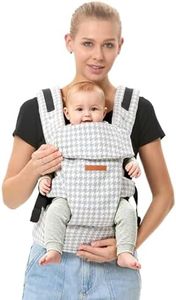 kangtongbaby Baby Carrier, 4-in-1 Soft Structured Newborn-to-Toddler Carrier, 7-45 lbs Ergonomic M-Seat Breathable Polyester, EVA Lumbar Support Lightweight Hands-Free Carry - Houndstooth Grey