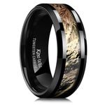 King Will 8mm Mens Black Tungsten Carbide Ring Camo Camouflage Comfort Fit Wedding Band (10)