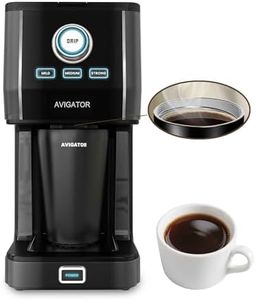 avigator Single Serve Coffee Maker with 11oz. Travel Coffee Mug Stainless Steel, Brew Strenth Adjustable, Permanent Filter, Black