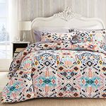 Flysheep Geometric Bed in a Bag 7 Pieces Queen Size, Colorful Bohemian Aztec Style, Reversible Bed Comforter Set (1 Comforter, 1 Flat Sheet, 1 Fitted Sheet, 2 Pillow Shams, 2 Pillowcases)