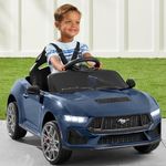 Best Choice Products Kids 12V Electric Ride On Car Officially Licensed Ford Mustang w/Parent Control, LED Lights, 2 Speeds, Bluetooth - Blue