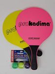 Pro Kadima Paddle Raquet Ball Set-Solid Colors-Bundle Pack (4balls Included) (Pink/Yellow)