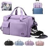 CarryFitness® Sports Gym Bag Duffle Bag with Shoes Compartment, Waterproof Weekend Bags for Women and Men, Hand Luggage Bag, Lightweight Holdall Bag Hospital Bag, Overnight Bag - Purple 37L