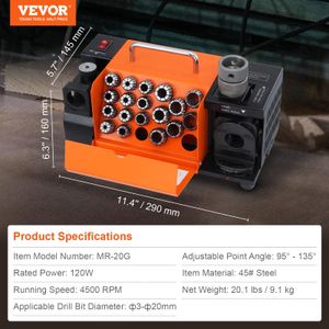 VEVOR Drill Bit Sharpener 3-20mm – Portable Tool Grinder